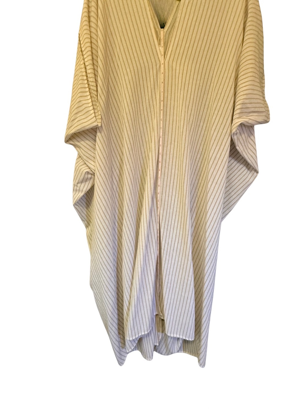 Jennafer Grace Oversized Kaftan Maxi Dress White Taupe Stripe Linen, Boho Resort